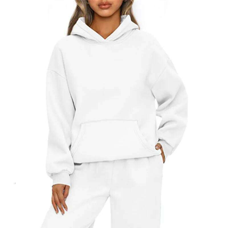Autumn Winter Casual Sports Sweatshirt Solid-color long-sleeve Fashion Loose hoodie Women's tops pullover C260312
