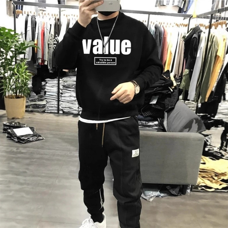 Autumn Nd Winter Men's Populr Simple Letter Print Swetshirt Trendy Designer Hoodie Brnd Round Neck Loose Fit Verstile Csul Fleece-lined Bse Shirt