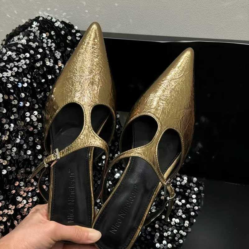 SUOJIALUN 2025 Summer New Women Slipper Fashion Pointed Toe Ladies Elegant Muled Soft Flat Heel Outdoor Dress Sandal Slide K260312