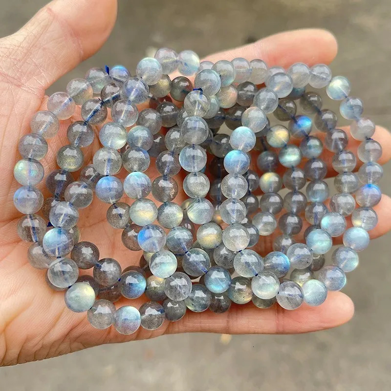 JD 5A Natural Gray Moonstone Bracelets Women Men Charm Labradorite Stone Blue Light Gems Bead Bangles Friendship Jewelry Gift 260302