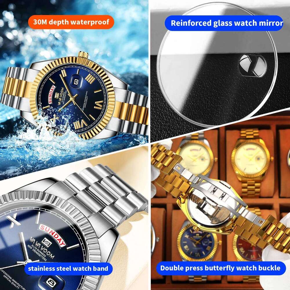 2026 New Watch Luxury Style High Quality Solid Stainless Steel Strap Quartz Week Movement Diving Series Business Men Watches