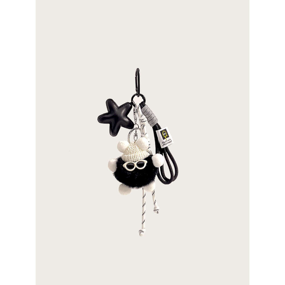 Cute DIY Pink Rex Rabbit Fur Coal Ball Bag Pendant Plush Small Doll Backpack Decoration Keychain Gift
