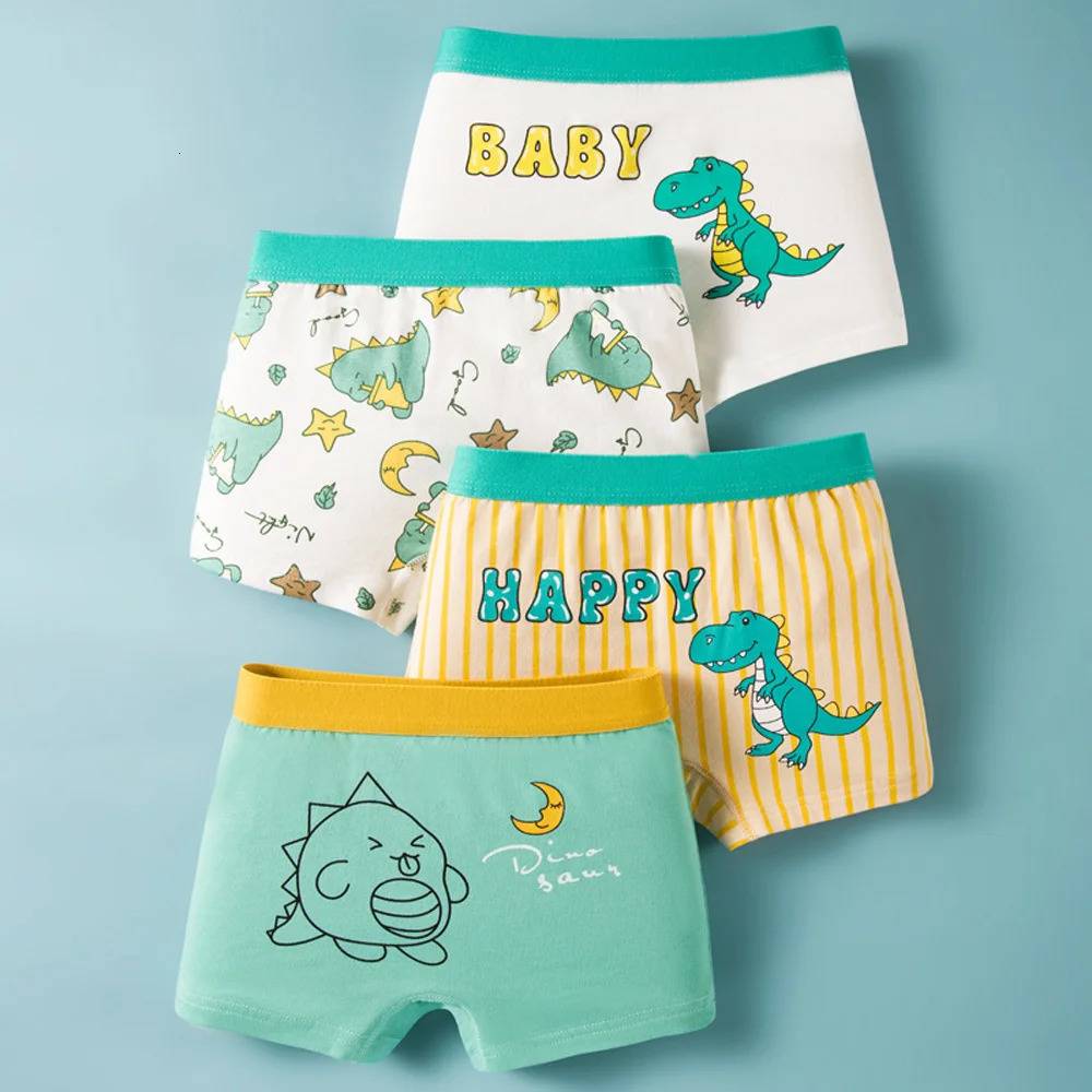 14812 Pcspack Boys Boxer Briefs Kids Cotton Underwear Baby Boy Underpants Teenager Cartoon Print Soft Children Panties 412Y 260311