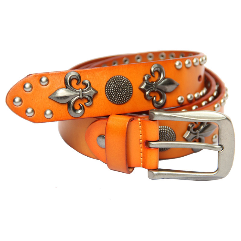 2026 New Designer Luxury Brand Top Leather Personalized Men's Belt Style Fashion Rivet Decorative Belt Multi Functional Performance Belt