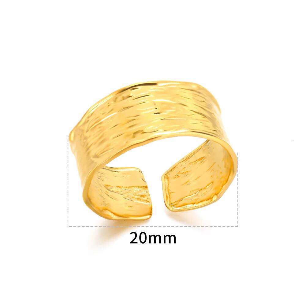 Minimalist Texture Stainless Steel Geometric Rings For Women Gold Color Opening Couple Ring Aesthetic Wedding Christmas Jewelry H260312