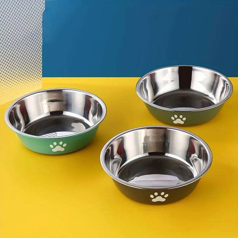 1Pcs Pet Food Rice Stainless Steel Drinking anti-tip Large Dog Cat Water Bowl 26Y0312