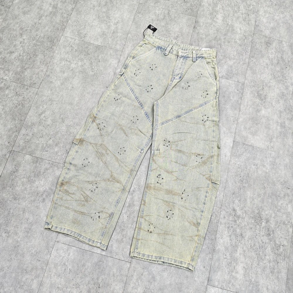 Yao Fashion Dirty Style Clean Fit Loose Vintage Trousers Casual Oversize Wide Legs Streetwear Y2k Cargo Pants Long Pants For Men 260310