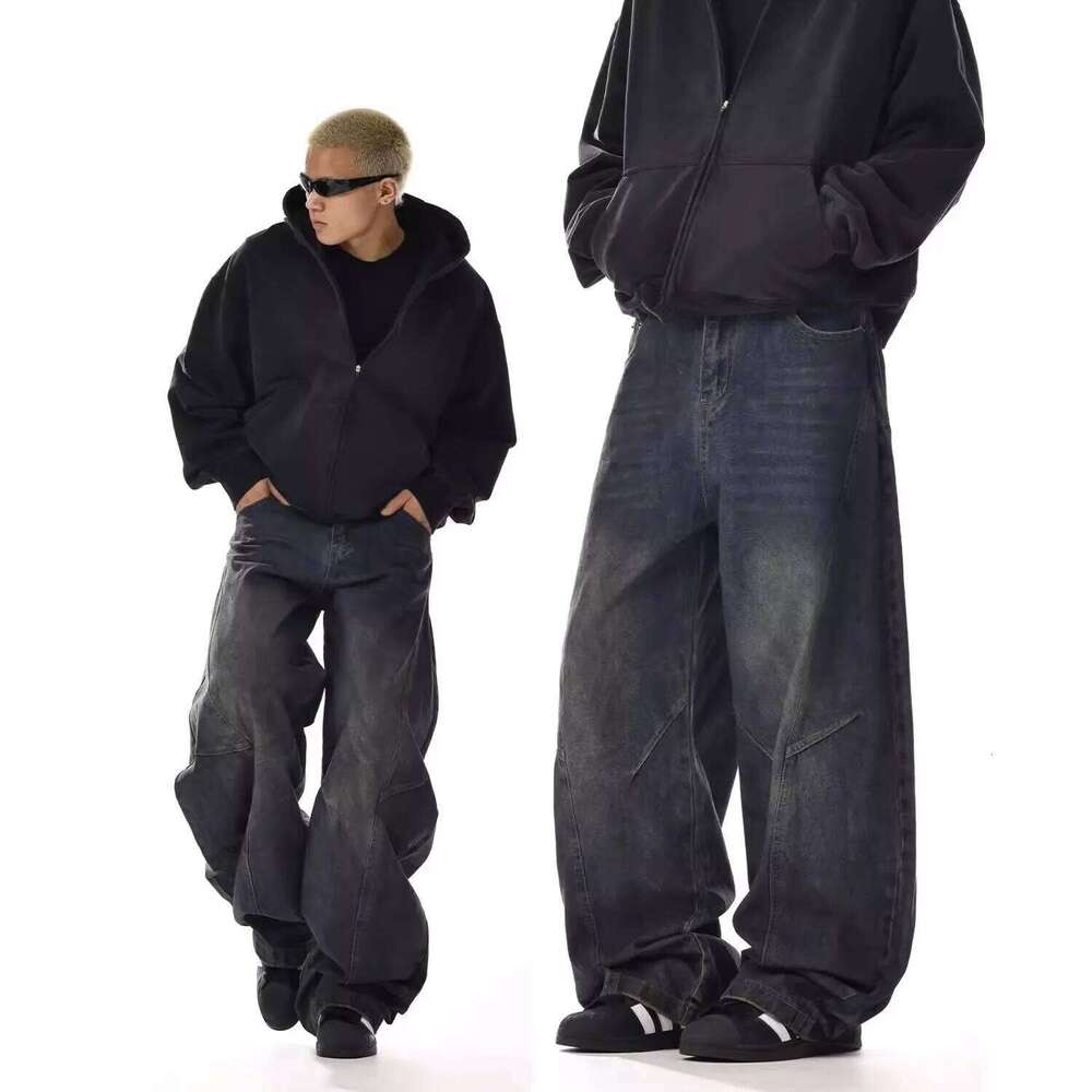 Y2K Men's Baggy Jeans Unisex Trendy Casual Wide-Leg Denim Pants High Street Quality American Style Streetwear Oversize Trousers 26Y0312
