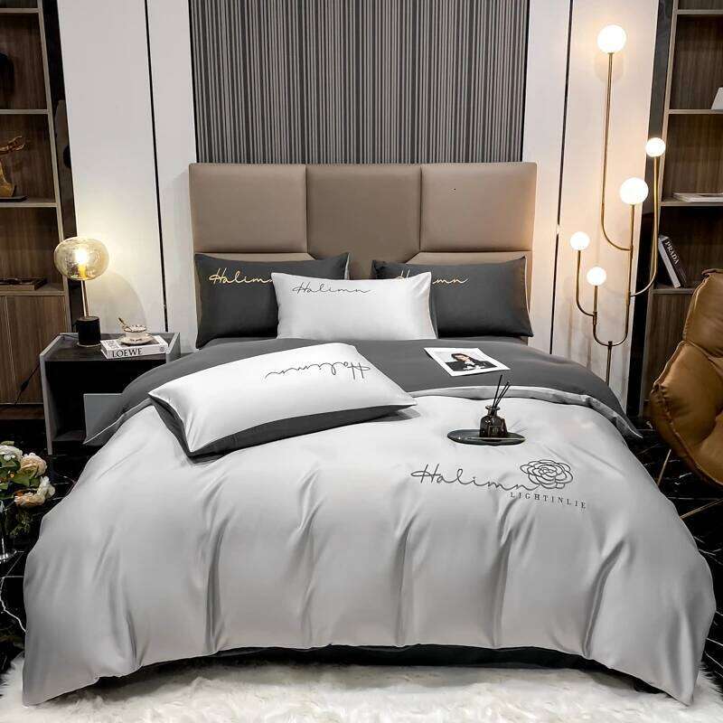 Floral Embroidered Bedding Sets Modern Comfortable Duvet Cover Comforters Covers with Pillowcase for Hotel Bedroom Decor H260312