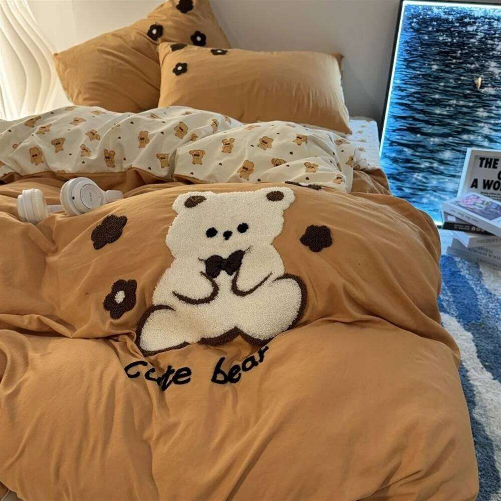 Countryside Forest Duvet Cover Green Leaf Embroidered Quilt Four Piece Clearance Style Small Fresh Bed Set H260312