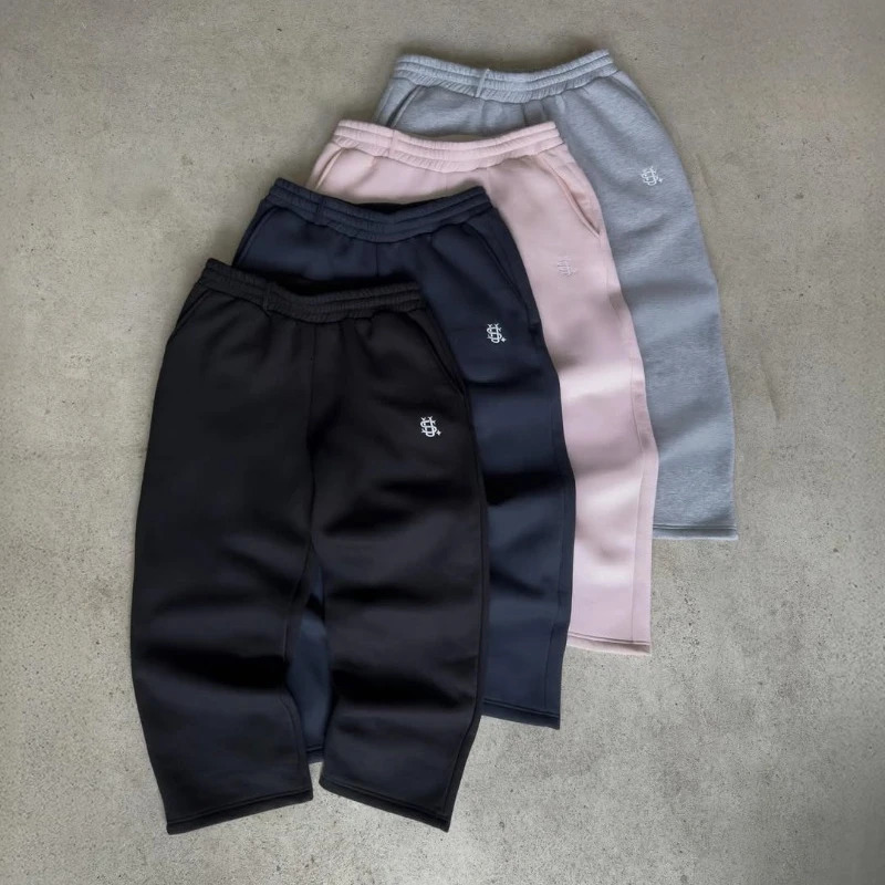 Y2K Cotton Sweatshirt oversized clothes Two Piece Men Women Hip hop streetwear Embroidery Net Red Fashion Pants Set Sportswear 260311