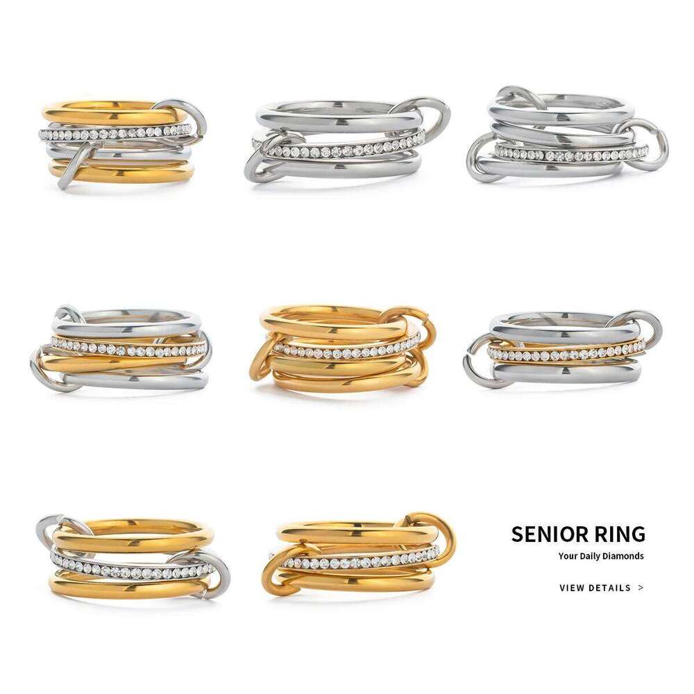 XIANING Size8 Stainless Steel Multi-layer Ring for Women 18K Gold Plated Minimalism Fashion Waterproof Jewelry H260312