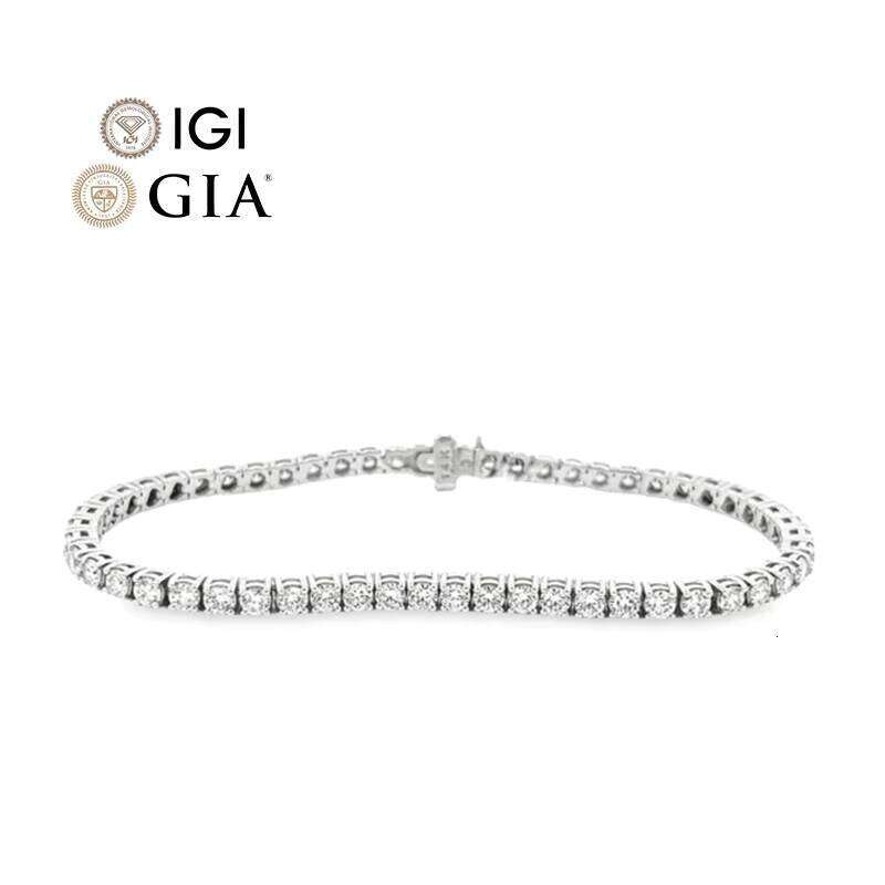 Gia Igi Certified Vvs CVD Hpht Lab Grown Round 14k Women's Real Tennis Bracelet
