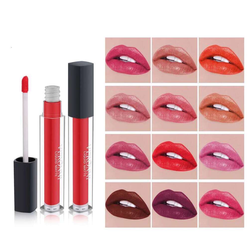 14 color square tube gloss waterproof non stick cup, 24-hour long-lasting lipstick lip gloss, sexy and tempting cosmetics W260311