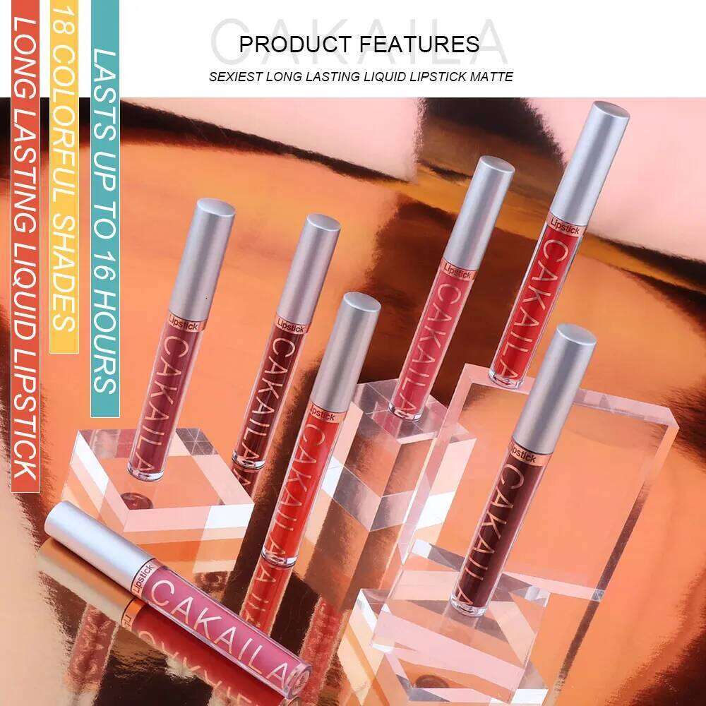 CAKAILA18 Liquid Women Lip Gloss Makeup Gift Non-Stick CupNot FadeWaterproof Matte Lipstick set W260311
