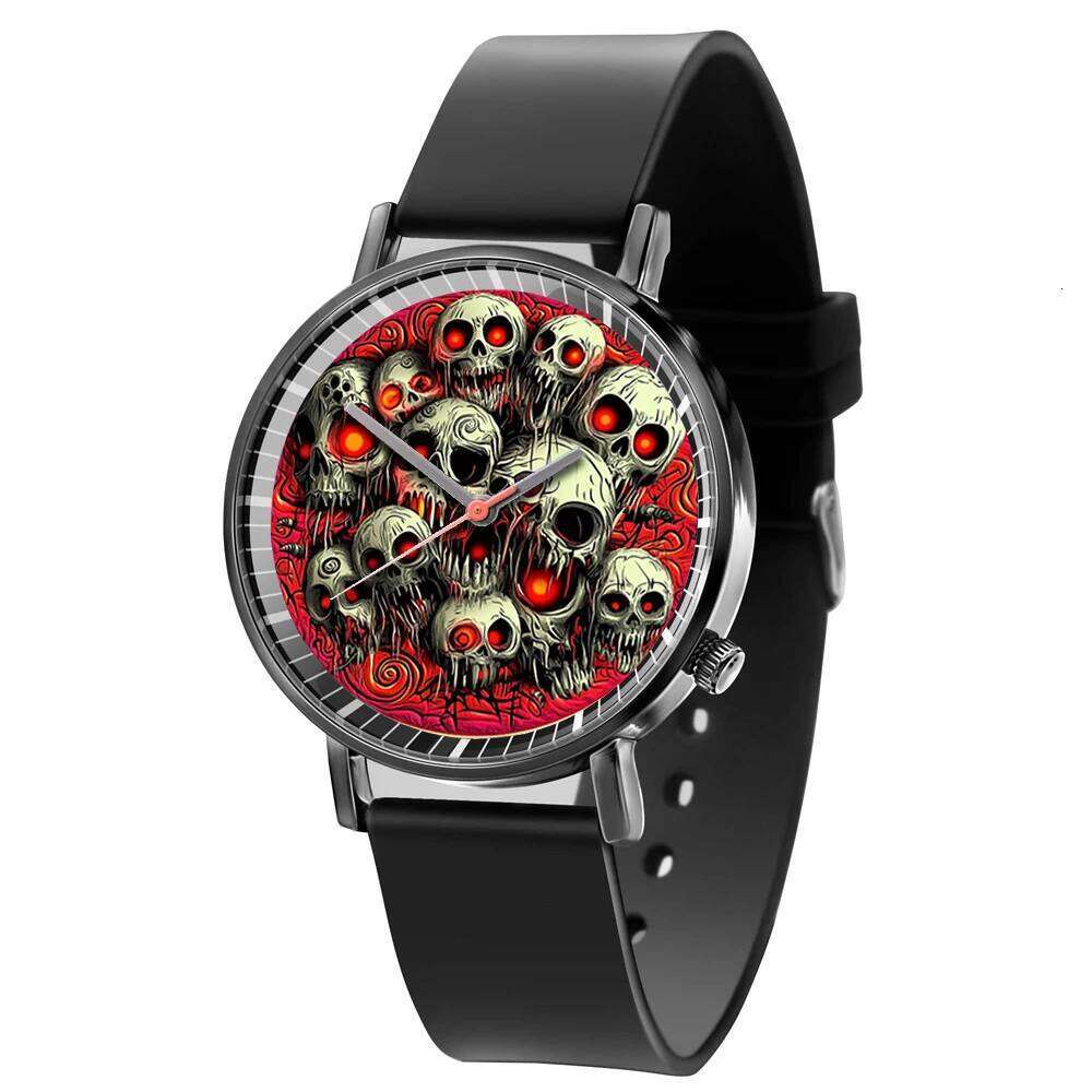 Women's Watch 2025 New Halloween Skull Style Design Quartz Watches Fashion Black Silicone Men's Simple Clock Wristwatch