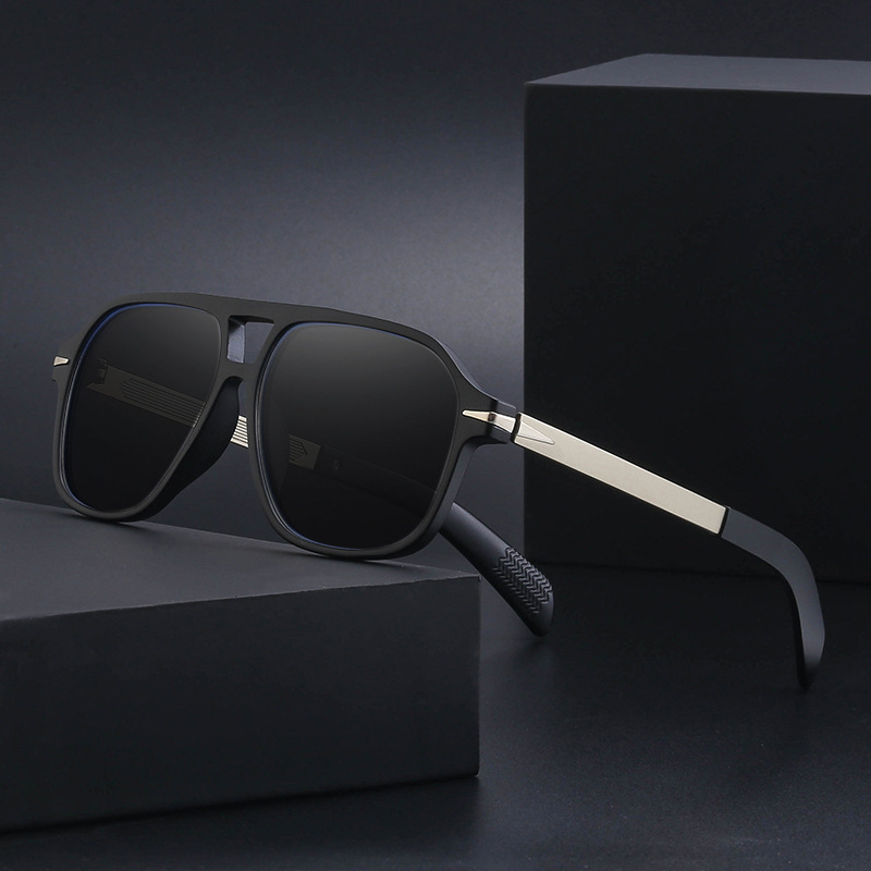 2026 New Fashion Square Polarized Retro Double-Beam Personalized Sun Protection Sunglasses for Men,