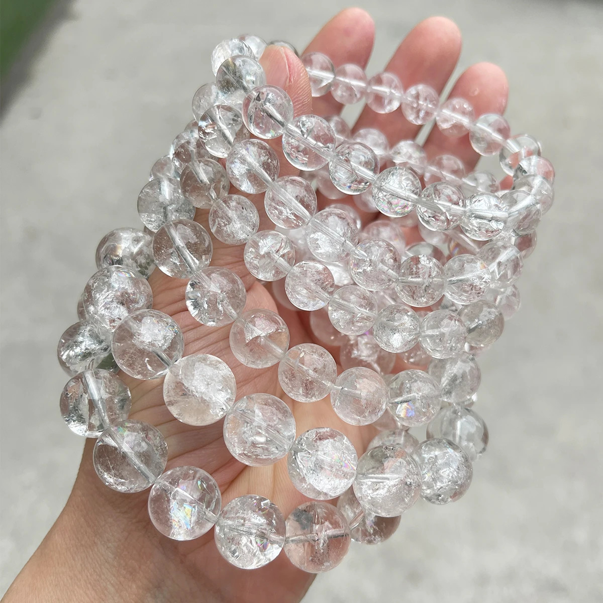 JD Natural Stone Azeztulite Rock Quartz Cracked Crystal Bead Bracelets Women Men Reiki Healing Stretch Jewelry Couple Party Gift 260302