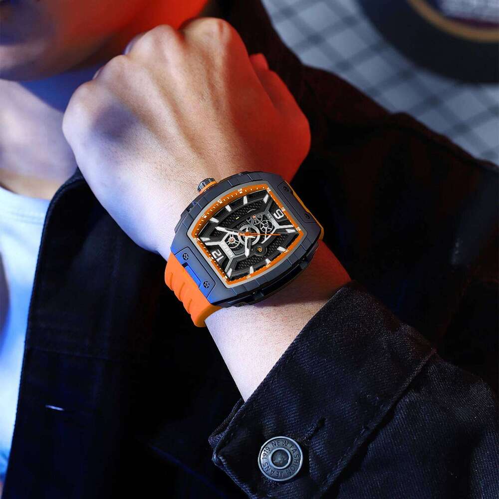 NIBOSI for Analog Waterproof Fashion Punk Chronograph Mens Watches Luxury Skeleton Sport Men Watch