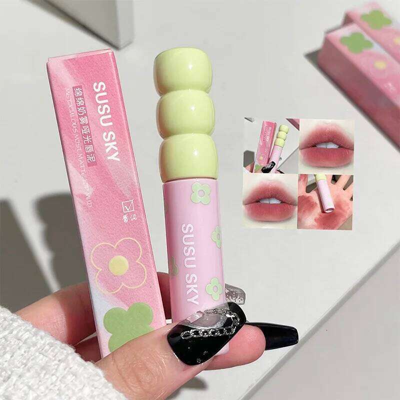 1/5Pcs Candied Fruit Mud Milk Mist Velvet Matte Lip Gloss Long Lasting Not Easy To Stick Cup LipGlaze Almond Brown Pink W260311
