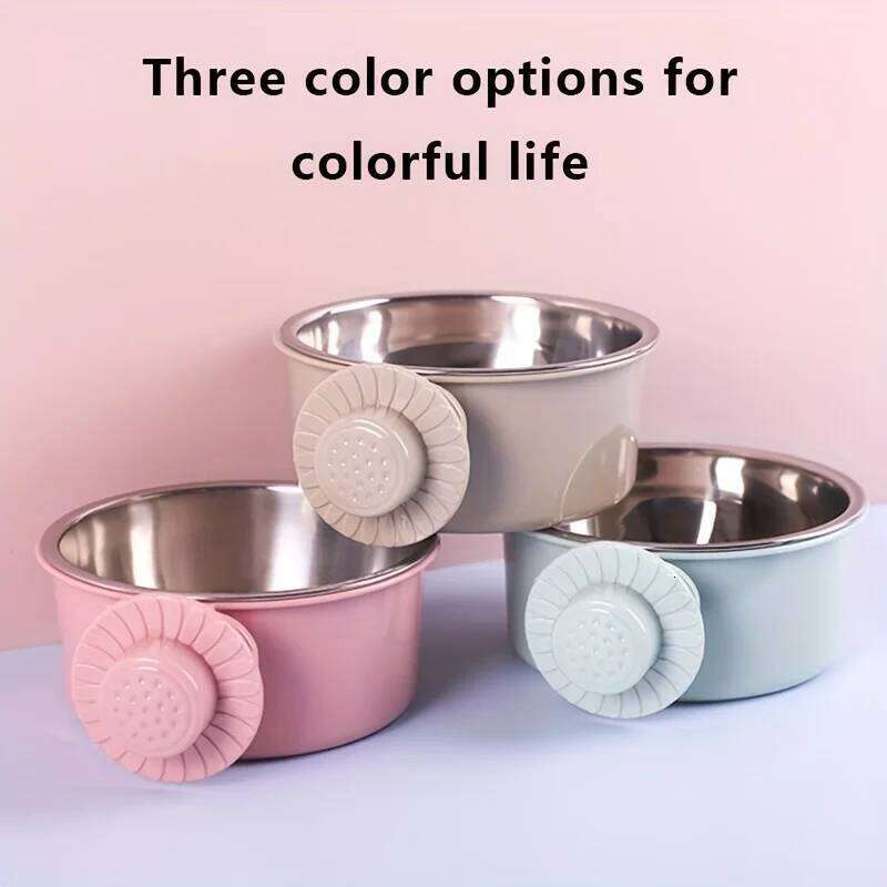 anti-tip Fixed Hanging Dog Cage Stainless Steel Drinking Bowl Pet Supplies 26Y0312