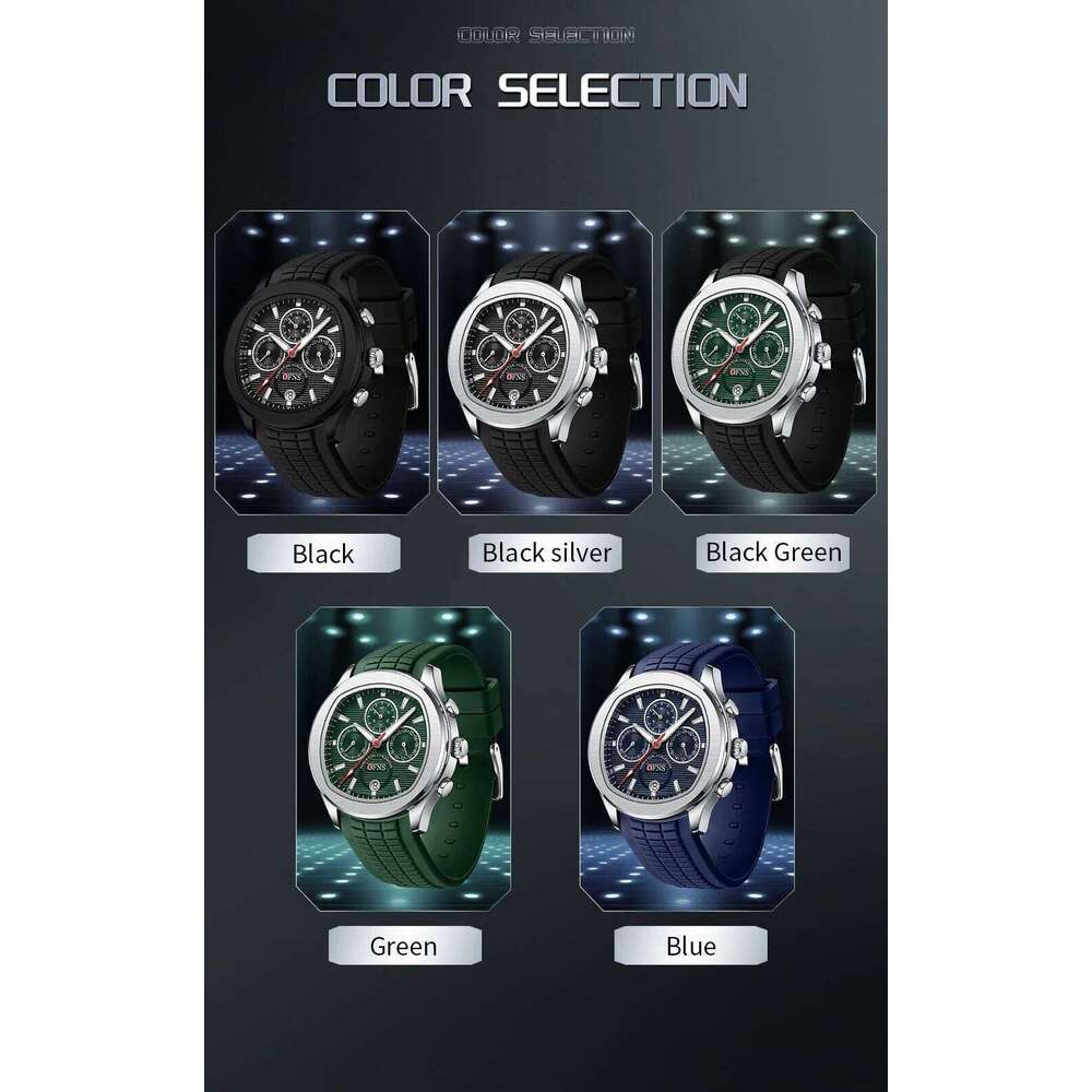 OFNS 8019 Top Calendar High Quality Waterproof Chronograph, Silicone Men's Quartz Watch, Casual Clock