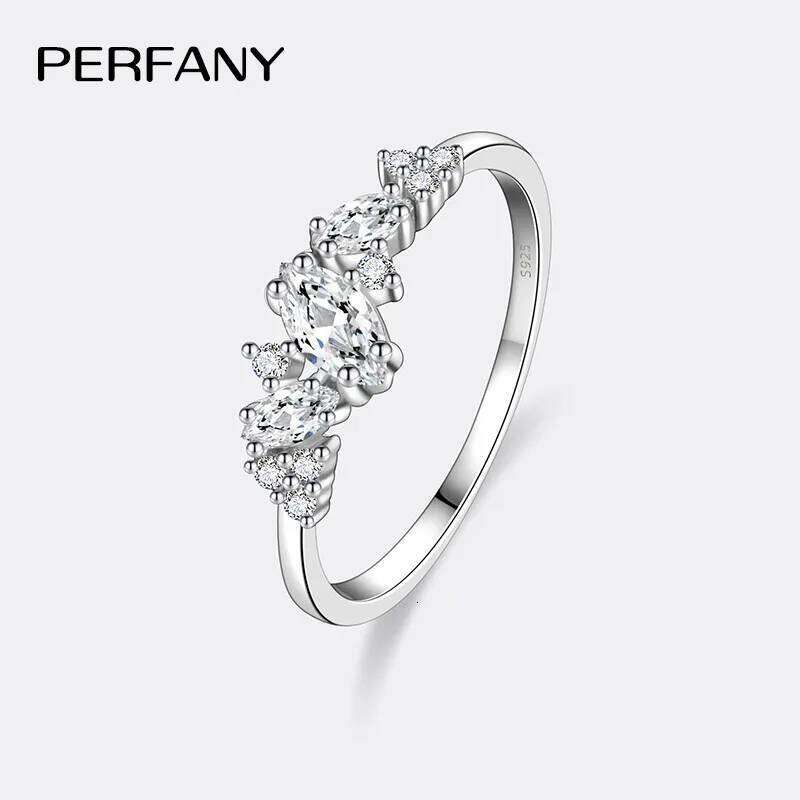 PERFANY 0.58CT Marquise Cut Moissanite Women's Ring S925 Pure Silver Laboratory Cultivated Diamond Fashion Design Jewelry H260312