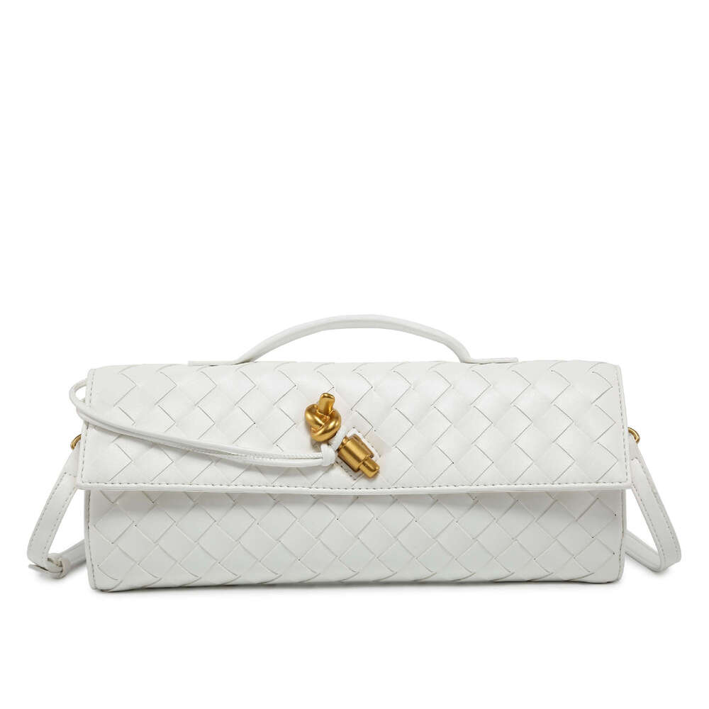 Cross-border bestseller: new summer model, purely handmade horizontal woven lock stick bag, high-end versatile fashion crossbody clutch bag
