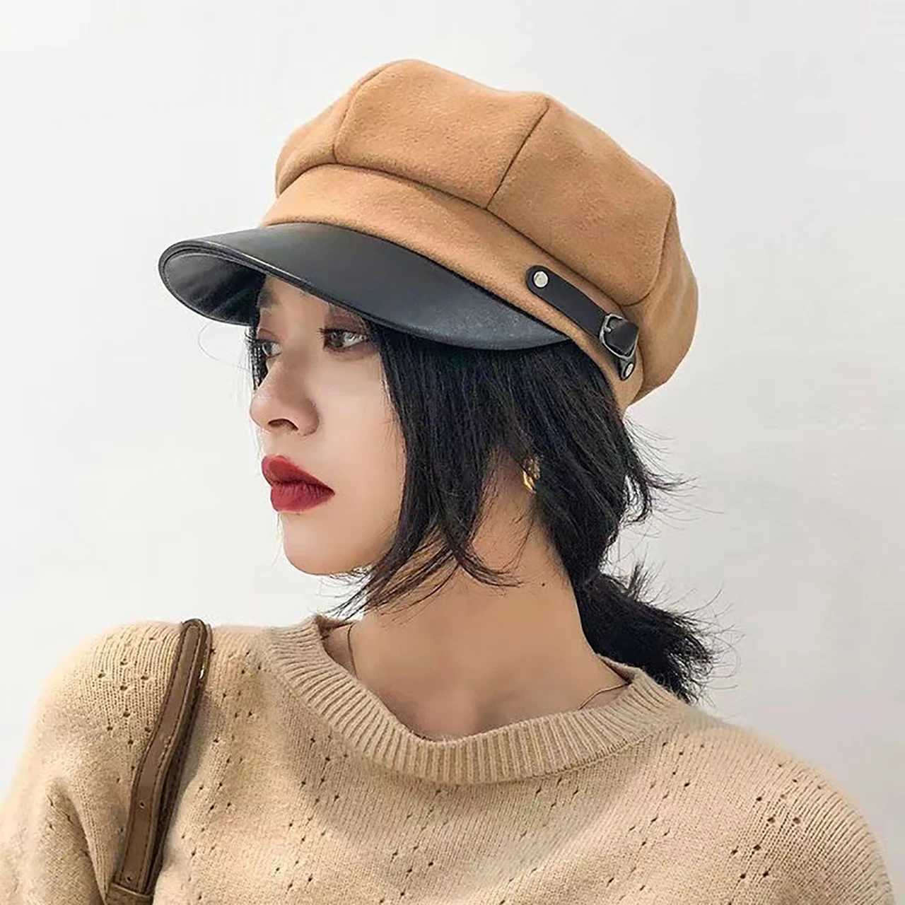 Winter Beret Newsboy Hat for Women Vintage Soft Woolen Octagonal Cap Korean Adjustable Girl Painter Caps H260312 - view 4