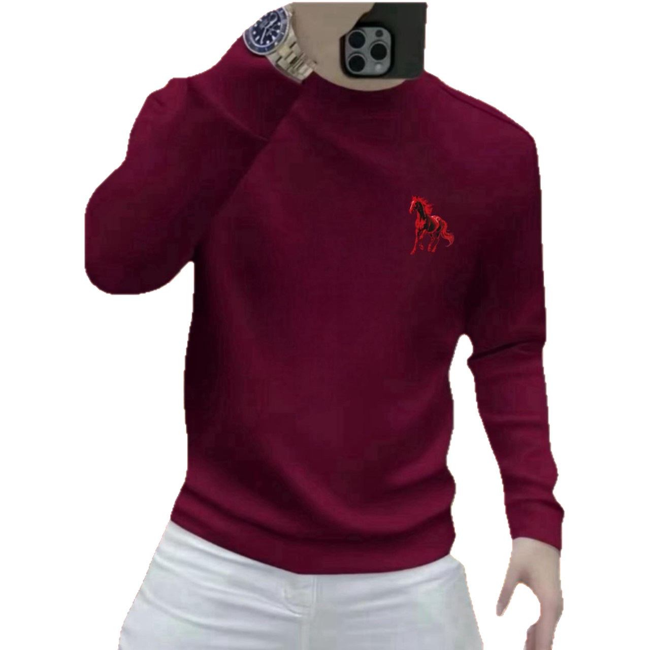 2026 Horse Yer Bestseller Horse Print Chinese Cotton Swetshirt For Men Red High-qulity Designer Hoodie Long-sleeve T-shirt For The Zodic Yer
