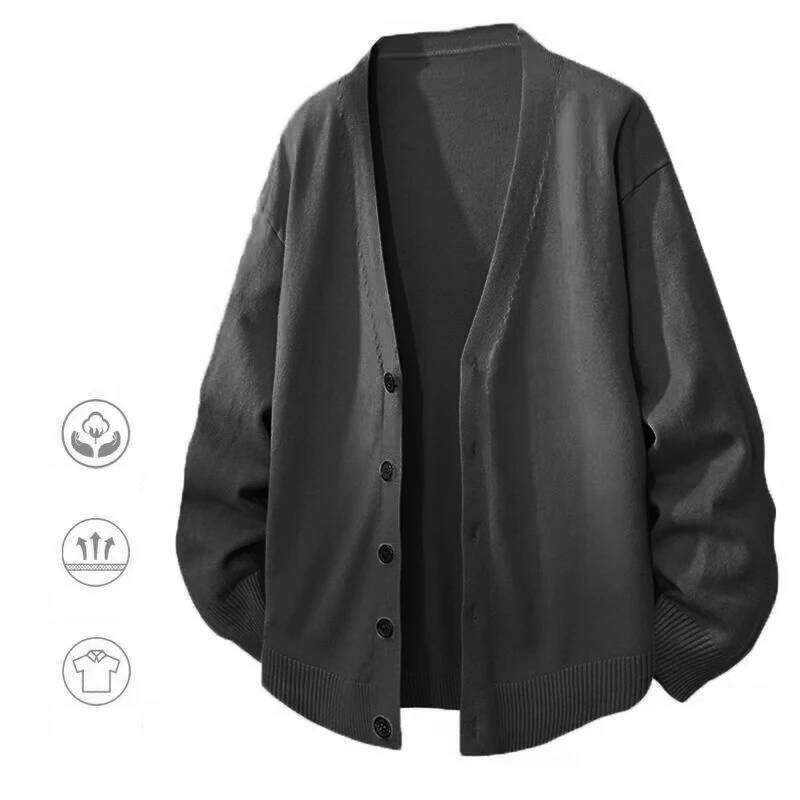Animal Game V Neck Sweaters Casual Button Men's Cold Blouse Knitwear Outdoor Knit Long Cardigan Men Streetwear