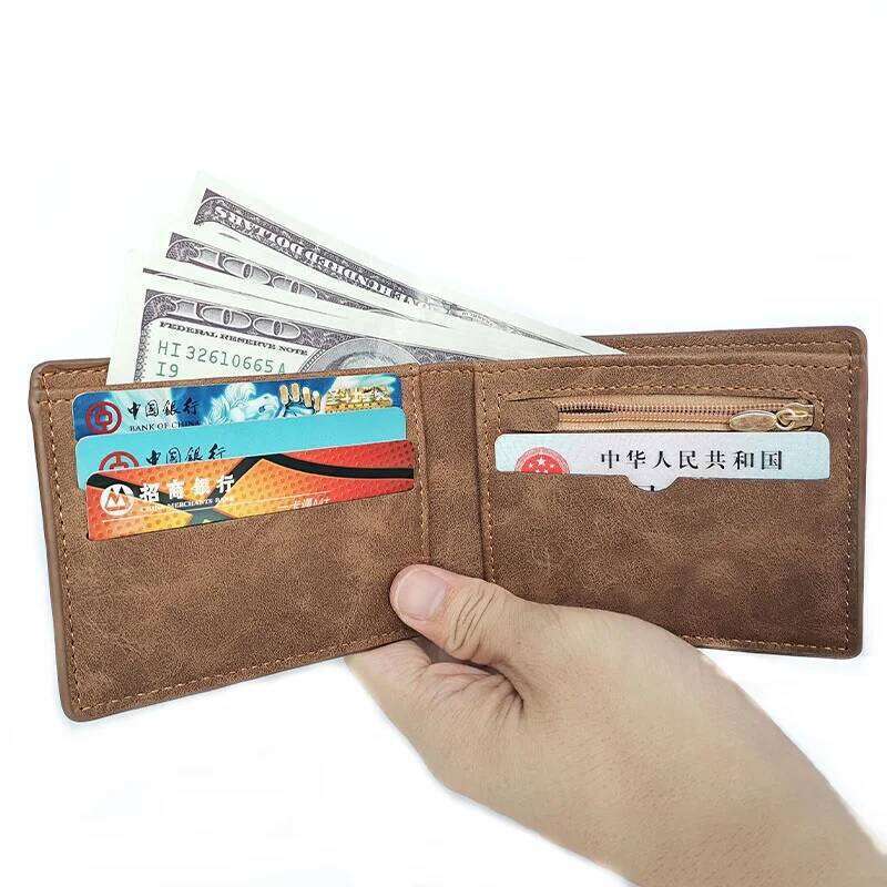 2022 Fashion PU Leather Men's With Coin Bag Zipper Small Purses Dollar Slim Purse New Design Money Wallet