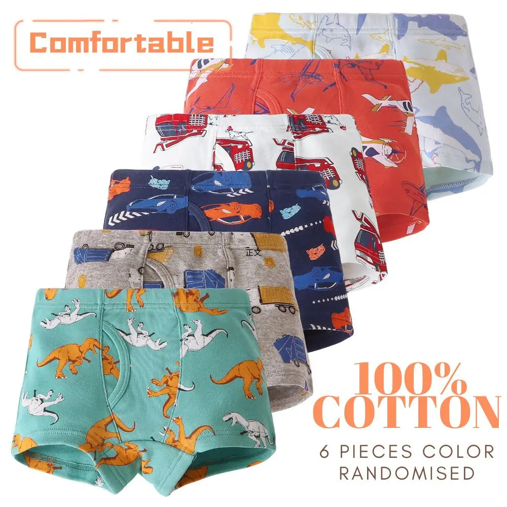 6 Pcs Baby Toddler Boys Underwear 100 Cotton Little Briefs Soft Dinosaur Truck Boxer 260311