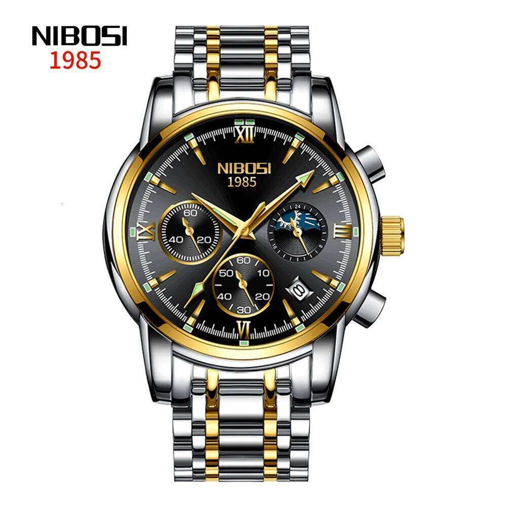2026 NIBOSI Business Mens Watches Top Brand Luxury Quartz Wrist Waterproof Chronograph Casual Watch Men Relogio Masculino