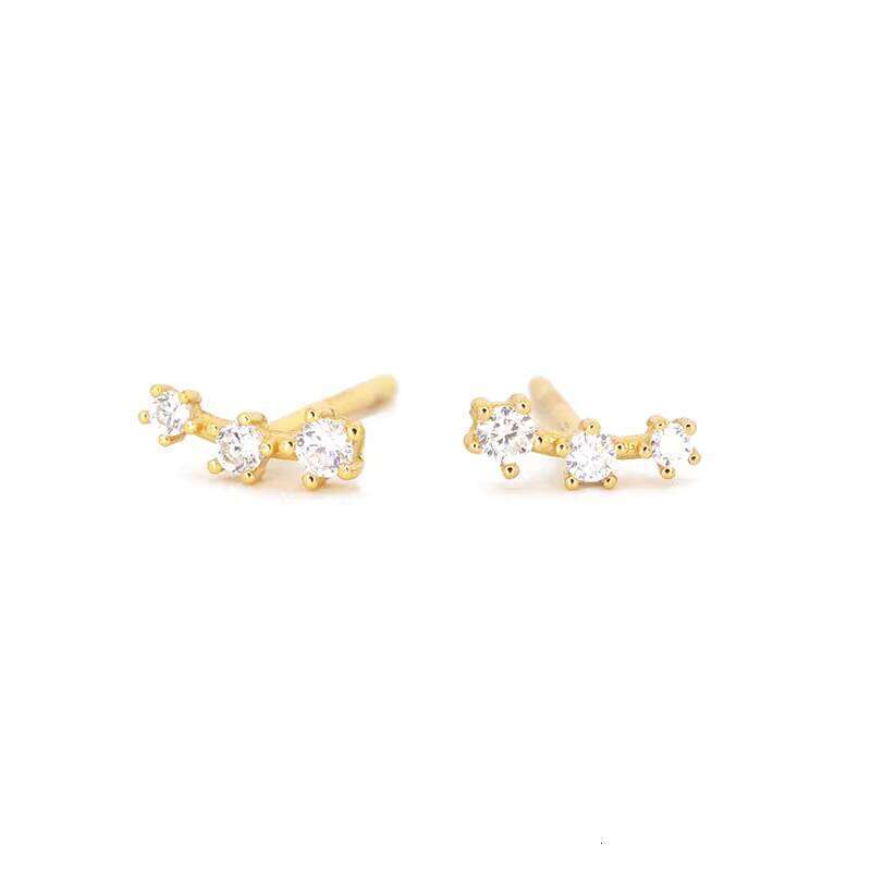 Sterling Sier hip-hop moissanite Triple Small Stud Earrings Jewelry