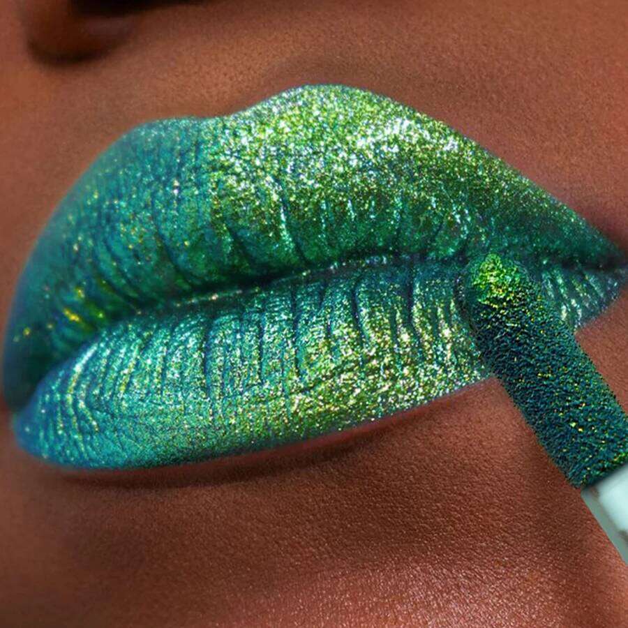 1pc Bold& Intense Glitter Shiny Metallic Glaze Pearlescent Tint, Waterproof Long Lasting Gloss Makeup Matte Lip Gift W260311