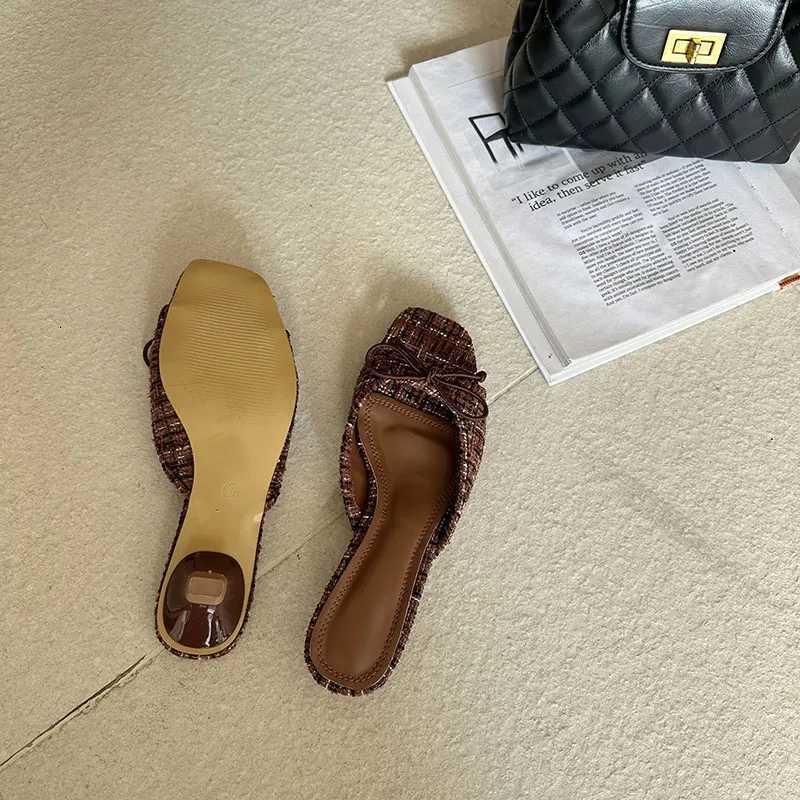 3cm Low Heel Shoes For Woman Burgundy Sandals Designer High Heels Summer Slippers 2026 Bow Brown Sandals Plus Size 43 K260312