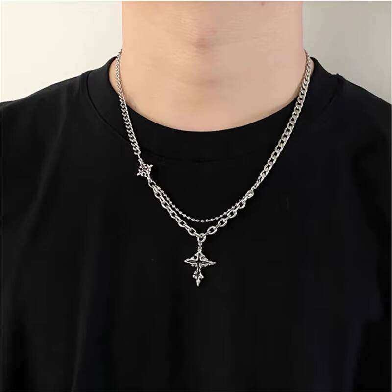 Black Cross Pendant Cool fashion Jewelry for Women Men Hip Hop Y2K Necklace