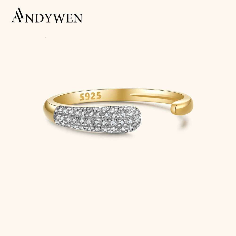 ANDYWEN Women 925 Sterling Silver Resizable Ring Adjustable Rings 2024 Anniversary Party Fashion Fine Wedding Jewelry H260312
