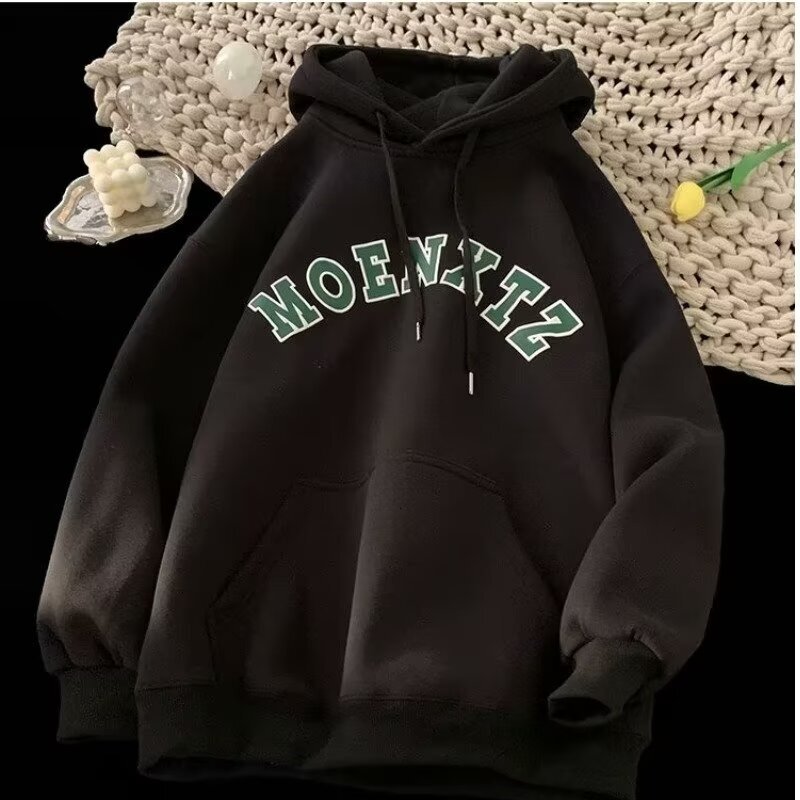 New Fleece-lined Sweatshirt For Men Thickened Hoodie Autumn And Winter Trendy Loose Designer Hoodie Youth Pullover Hooded Jacket