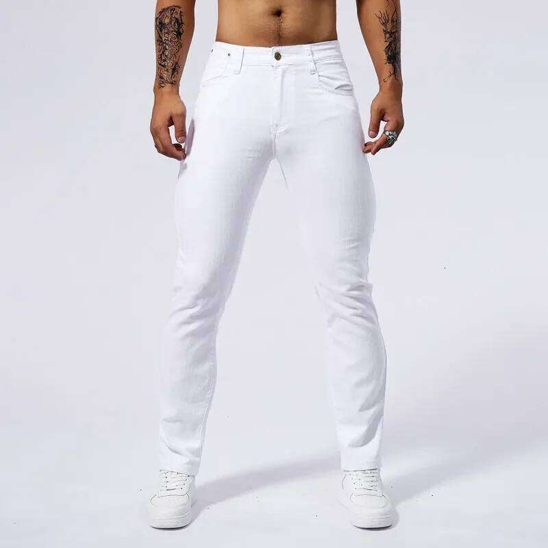 Men's White Casual Jeans New Denim Pants Comfortable Fashion Stretch Slim Fit Straight Trousers Male Clothing Streetwear 26Y0312