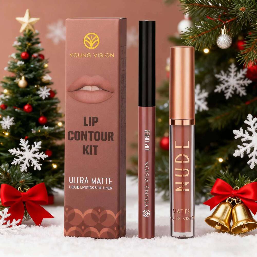 YOUNG VISION 2-color matte long-lasting color set waterproof anti-sweat non-stick cup gloss rotatable lip liner W260311