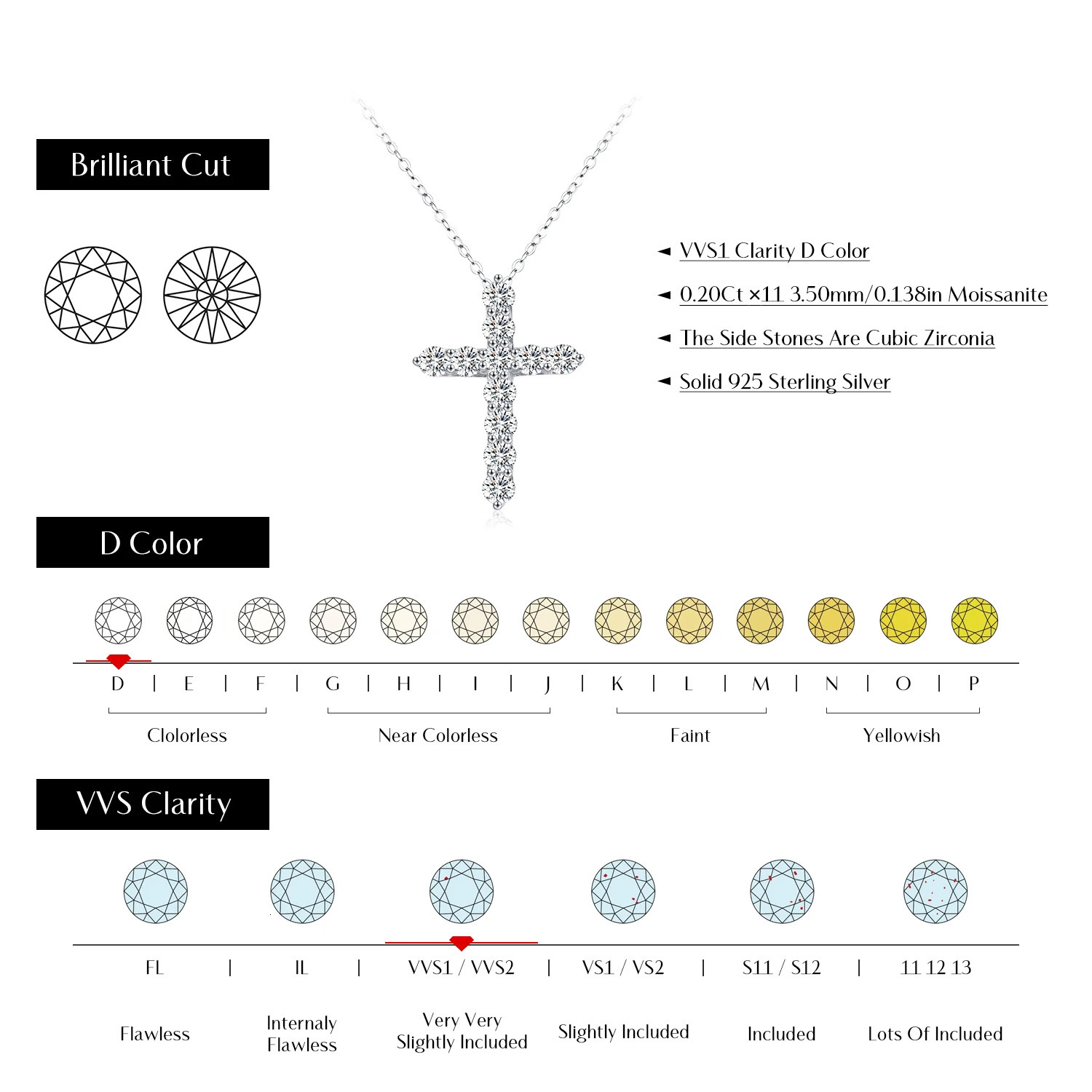 MODIAN D Color Necklace 925 Sterling Silver Exquisite Cross Link Chain Pendant Necklace For Women Fine Jewelry Gift 260311