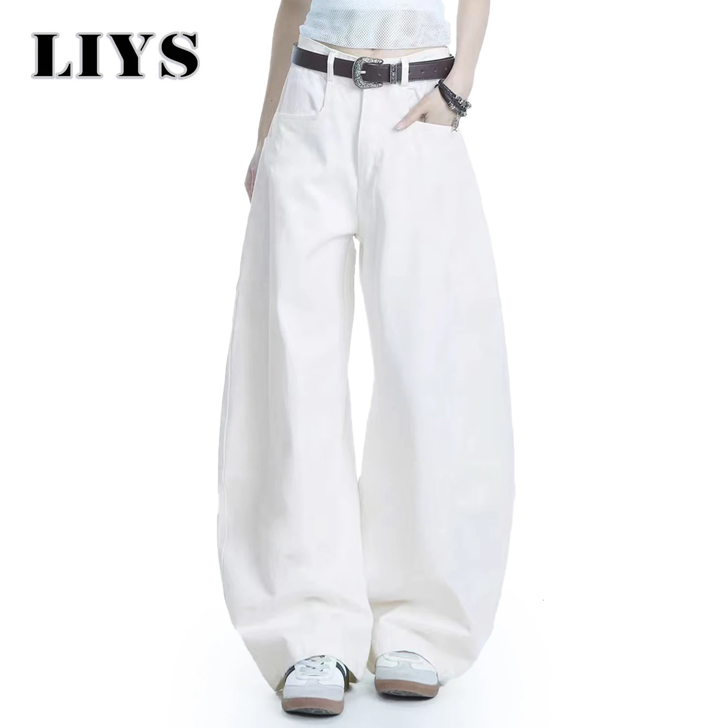 Mens White Baggy Machete Wide-Leg Jeans Daily Casual Denim Pants Solid Business Ladies Balloon Pants High Street Mens Clothes 260310