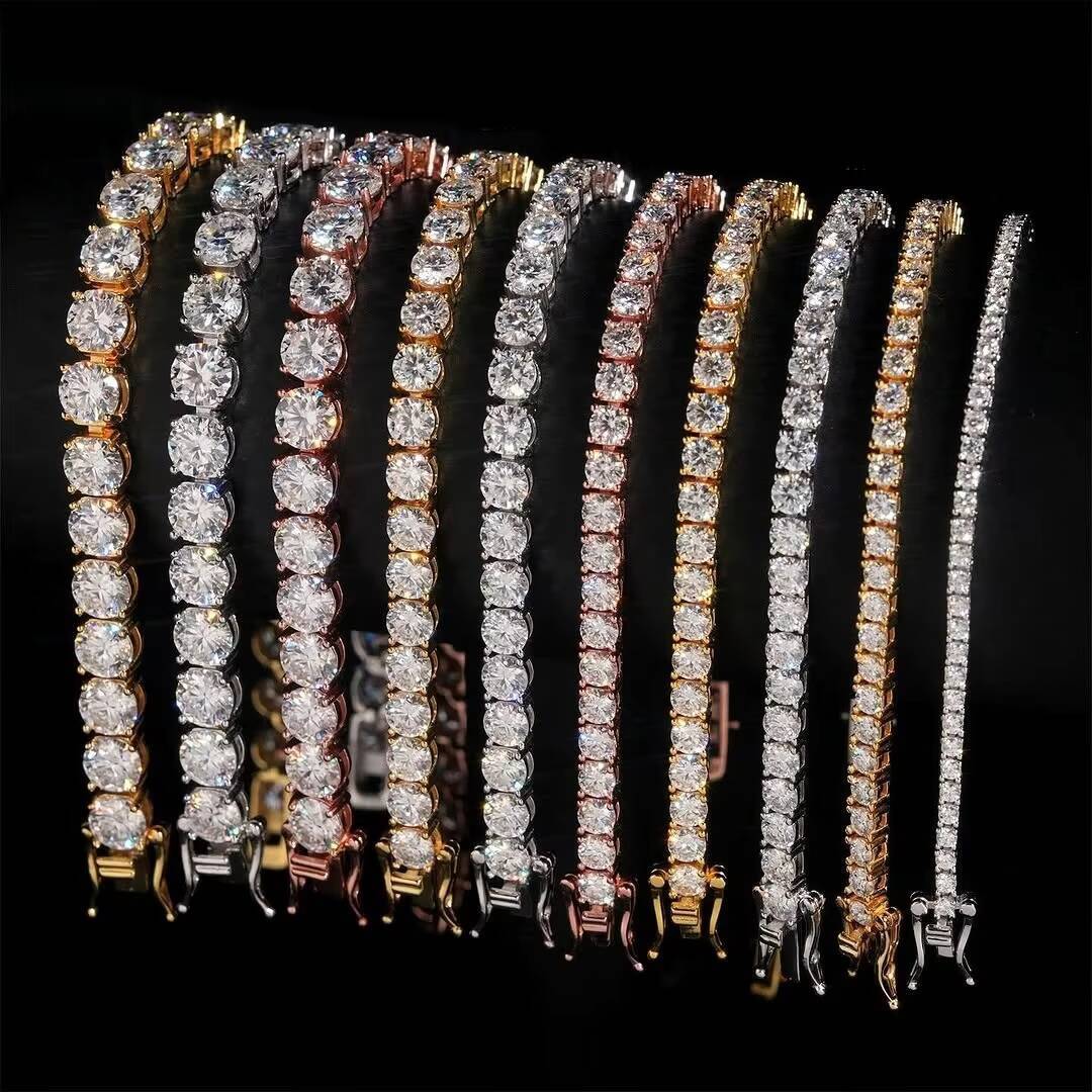 Warehouse Wholesale VVS Moissanite Tennis Chain Iced Out Women Fine Jewelry Tennis Chain Bracelet