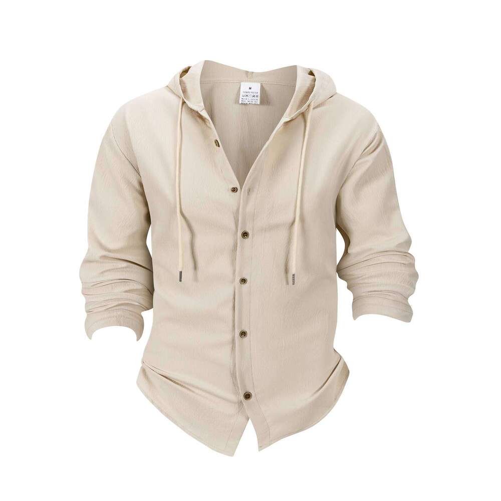 Men's Lightweight Beach Long Sleeves Short Hippie Casual Button Hooded Henry Shirt Quick Dry Breathable Spring Outerwear