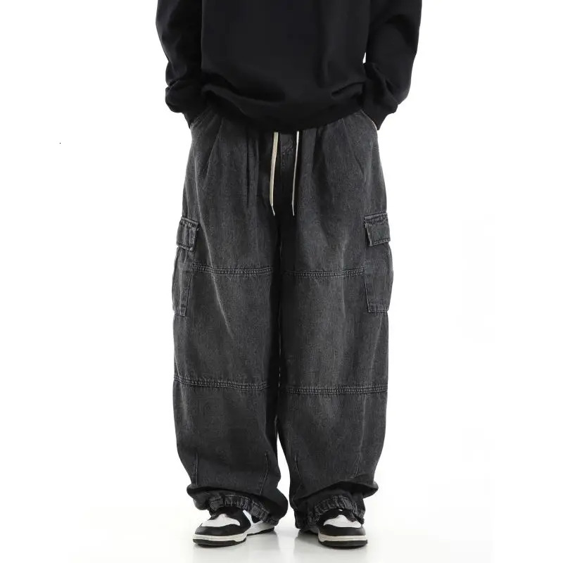 Black Baggy Cargo Jeans Trousers Men Casual Wide leg Jogging Pants Oversize Vintage Straight Loose Work Jeans Pants Soft Comfort 260310