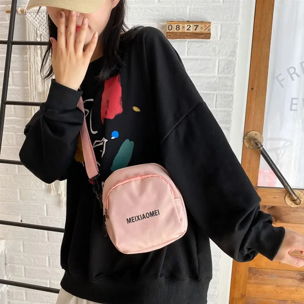 Fashion Casual Zipper Phone Pouch Solid Color Canvas Mini Handbag Shoulder Bag Crossbody Travel Messenger For Women Men 260311