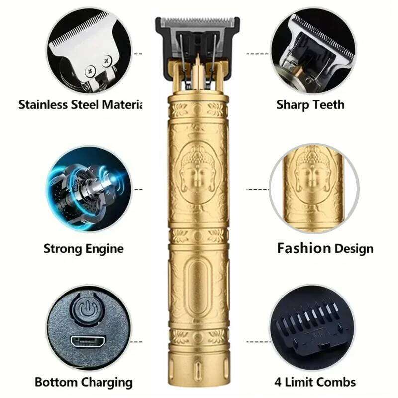 Men's Vintage Trimmer T9 Carving Rechargeable Barber Electric Professional Hair Beard Trimmer/Metal Haircut Clipper C260312