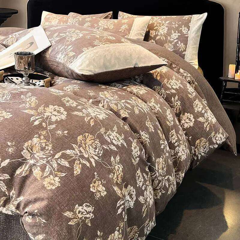 2025 new class A raw hemp four-piece set lace thickened quilt cover bed sheet/fitted sheet dormitory kit H260312